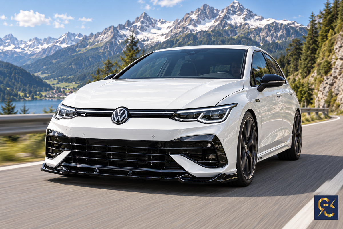 Golf 8 R bianca montagna - logo GC