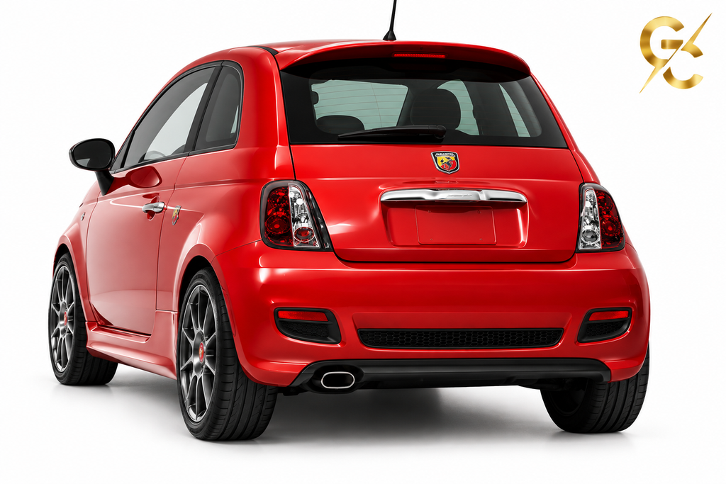Fiat 500 Abarth rossa con fari posteriori rosso cromo installati - Car Service Tuning